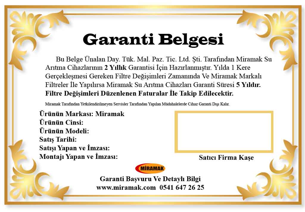 Garanti Belgesi Miramak